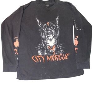 Vlone x City Morgue Black Long Sleeve Bark Graphic Tee
